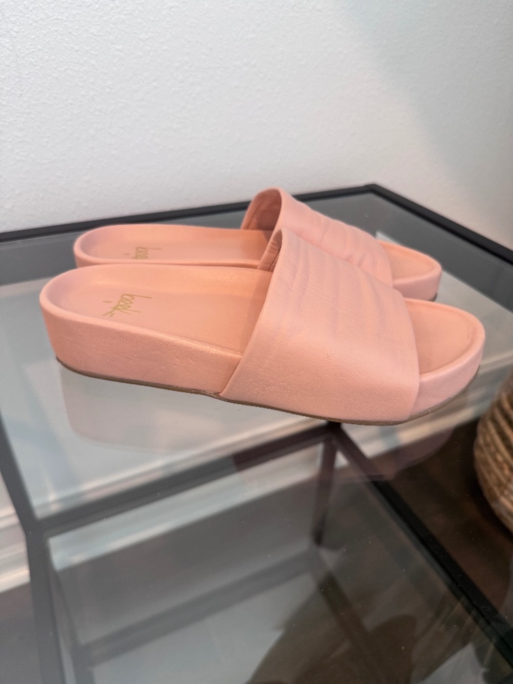 BEEK Women’s Pelican Platform Leather Blush Slide Sandals Size 9